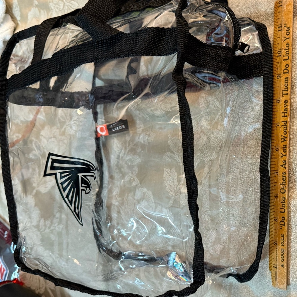 NWT Atlanta Falcons Licensed official NFL clear PVC tote bag. Event approved.
